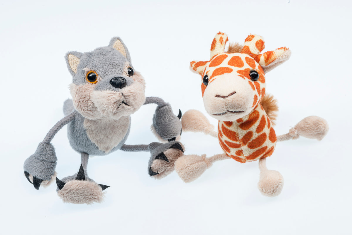 Handpuppen Wolf und Giraffe