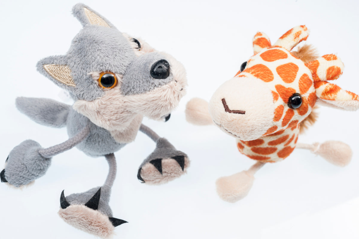 Handpuppen Wolf und Giraffe