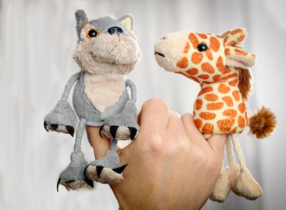 Wolf &amp; Giraffe Soft Toy Finger Puppets