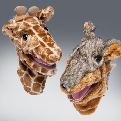 Handpuppen Wolf und Giraffe